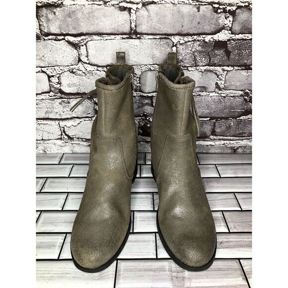 Clarks Metallic Leather Taupe Nevella Devon Zip Ankle Boots Women 7.5M US/38EU - Picture 11 of 16